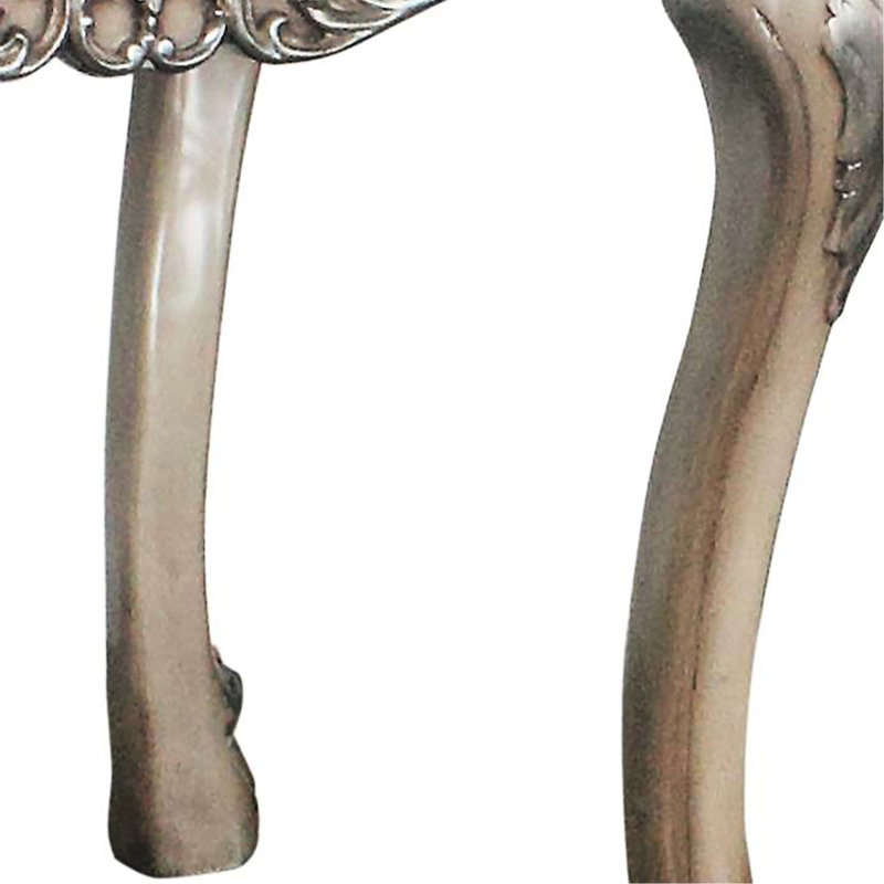 Table de bout carrée Classic Decor en blanc os rétro avec de fines sculptures et une plateforme stable
