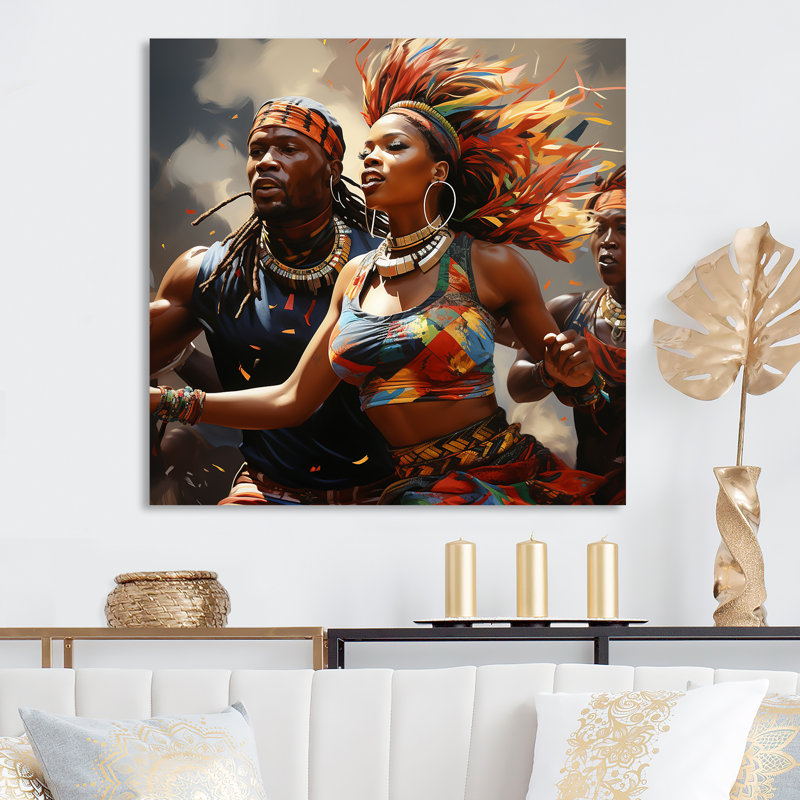 Red African Rhythmic Moves I - Dance Metal Wall Art, 16" H x 16" W