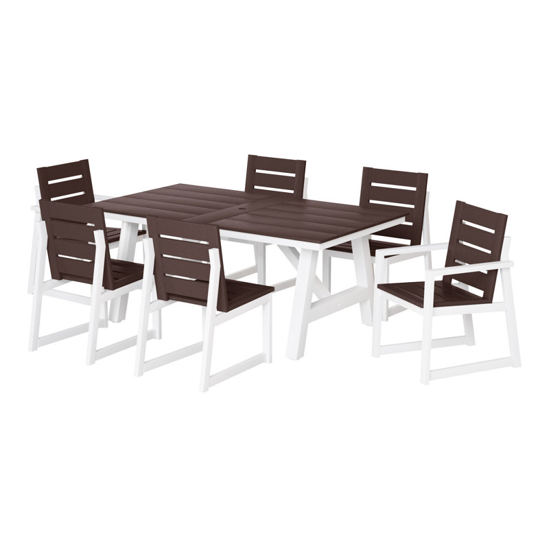 Ensemble repas d'extérieur 7 pièces 7 pièces, Marron foncé