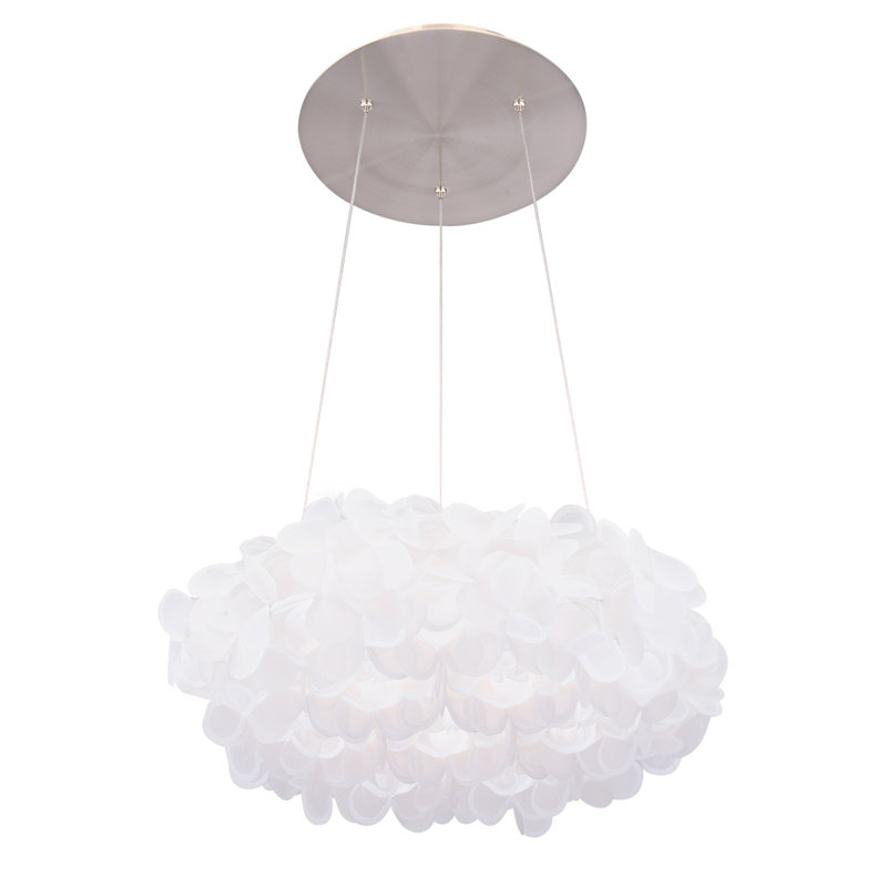 Fluffy 1 - Light Brushed Nickel LED Unique/Statement Pendant, 11" H x 33" W x 33" D