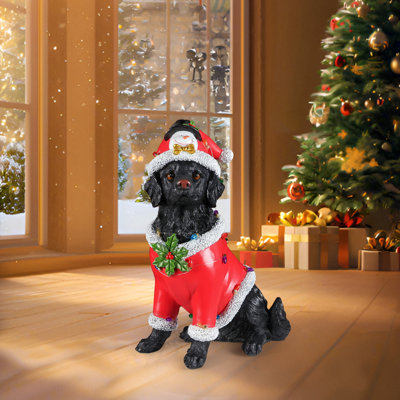 Holiday Christmas Dog Statue