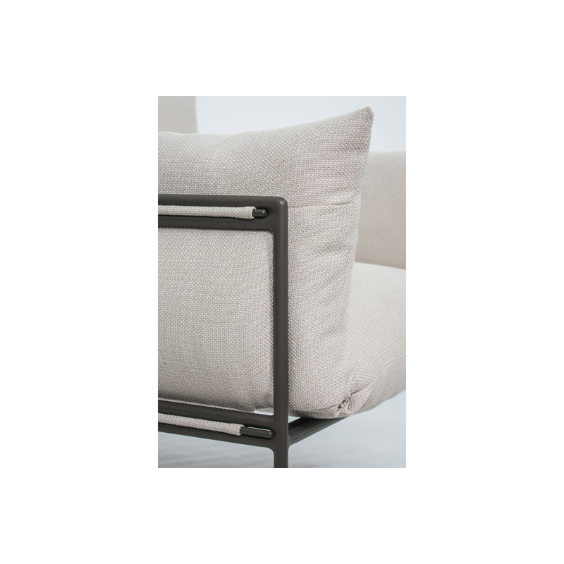 Nut Brown Aluminum Lounge Chair with Wheat Cushions