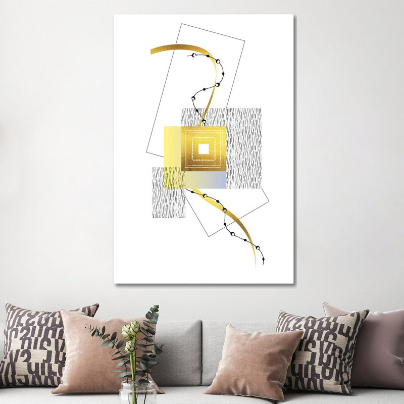 Posh Design No. 2 Gold by Melanie Viola - Wrapped Canvas Print, 101.6 cm H x 66.04 cm W x 3.175 cm D