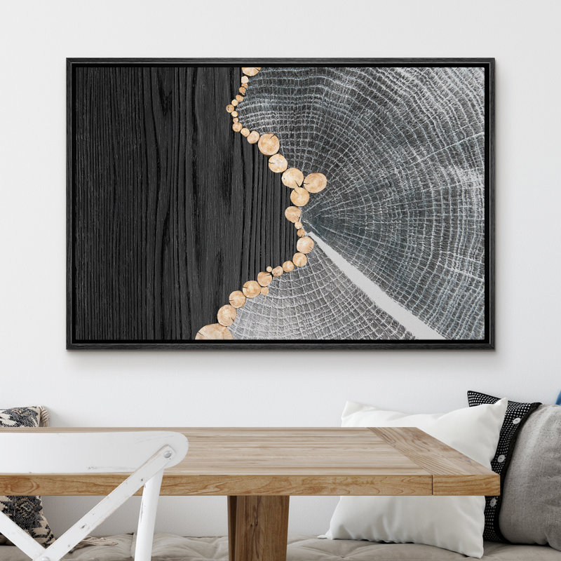 "Collage d'arbre géométrique à grain de bois noir, formes abstraites, illustrations d'art moderne" sur, Noir