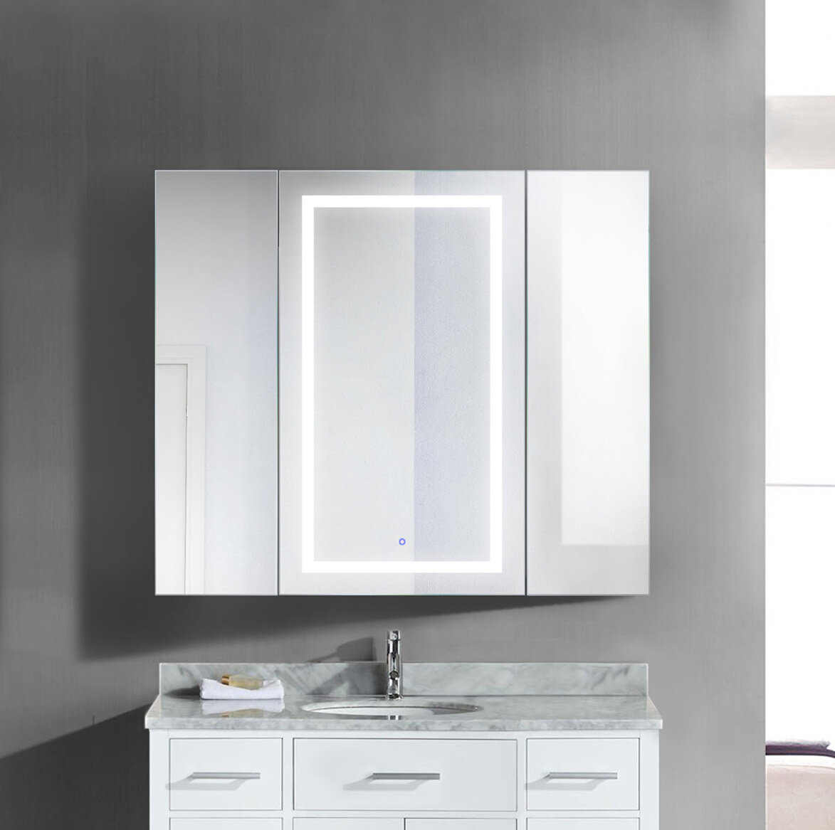 Svange 8442DLLRR 84″ X 42″ LED Medicine Cabinet w/Dimmer & Defogger - Krugg  Reflections USA