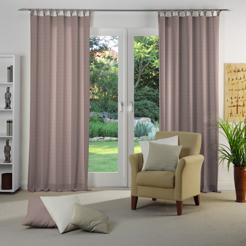 Branton Tab Top Curtain Single Panel, opaque, 132cm Width x 245cm Drop, Taupe