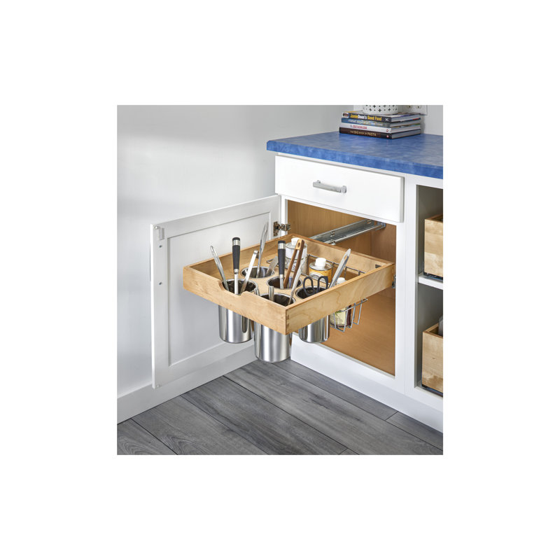 Wood Base Cabinet Pullout Organizer W/ Soft-Close, 8.86" H x 22.41" W x 21.65" D