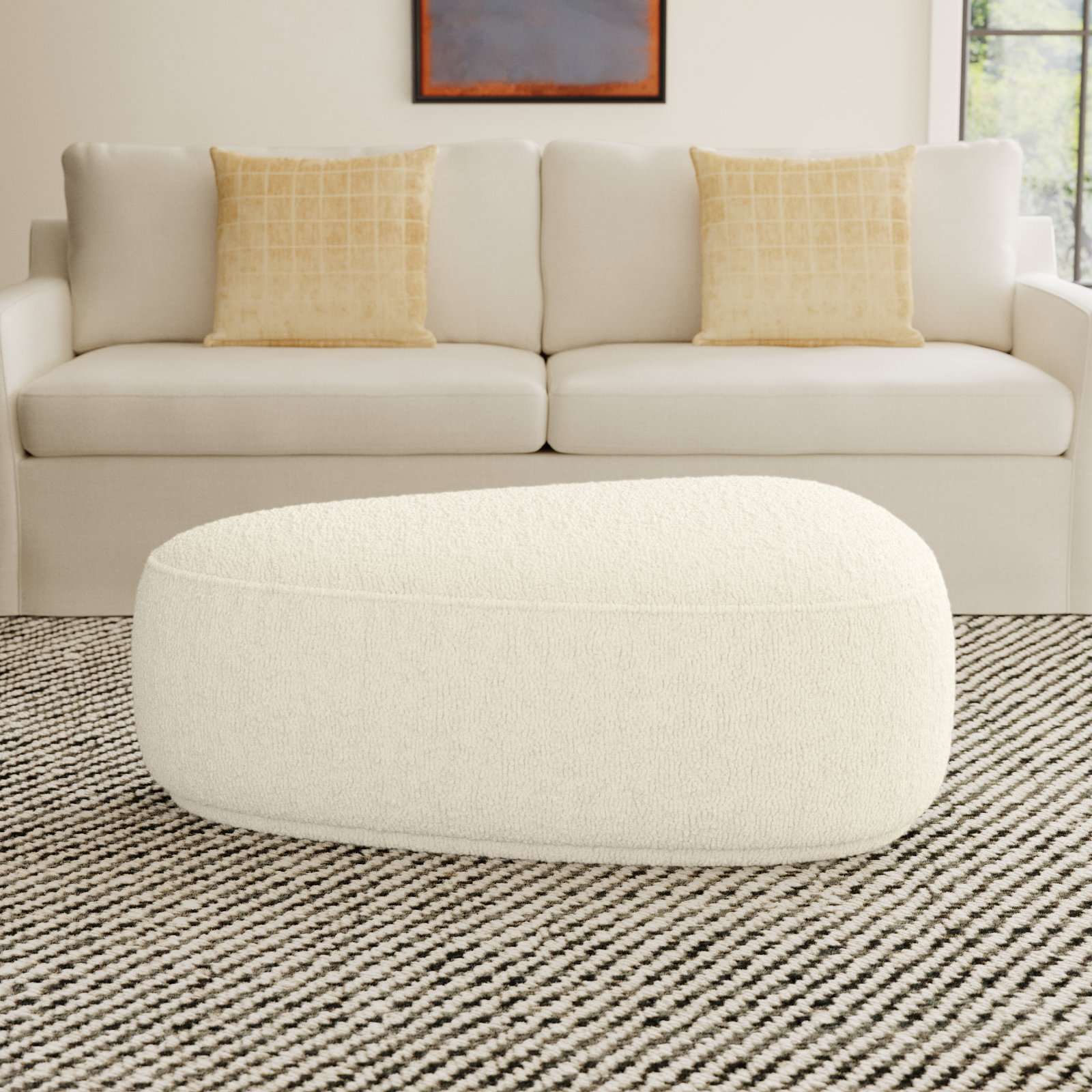Adna 44" Ottoman, Sherpa, Aries Cream