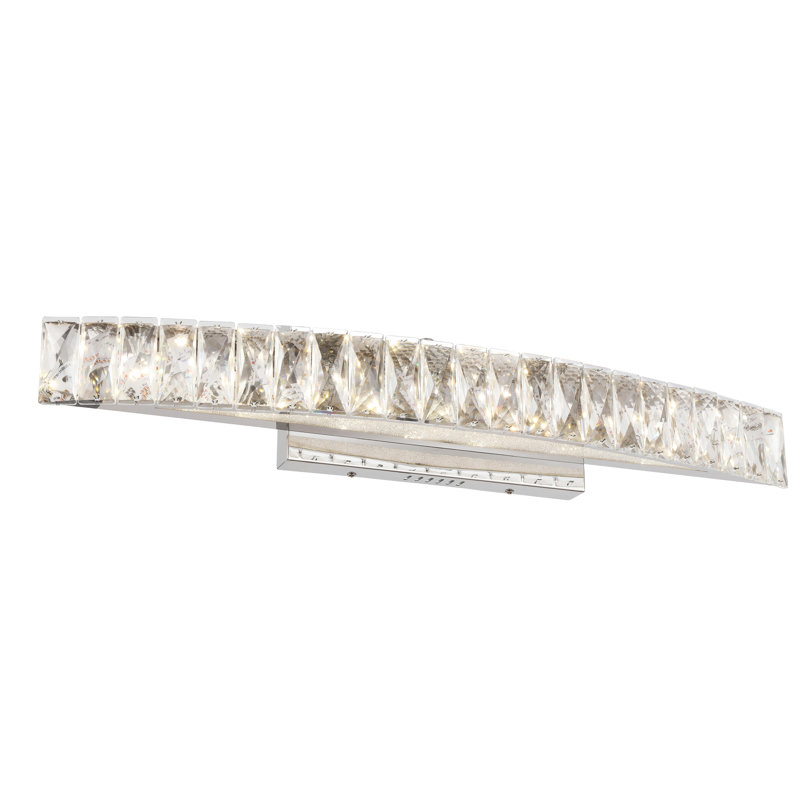 Applique murale Pioche en chrome DEL avec détails en cristal transparent, H 3 po x l 28 po x P 3 po