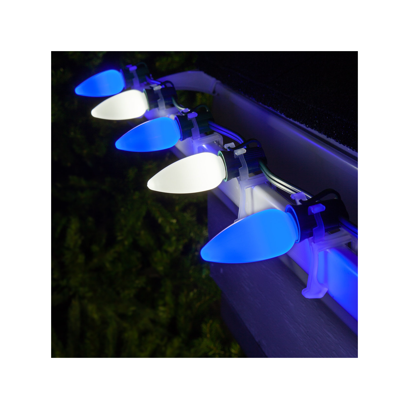 Shatterproof Smooth C9 OptiCore LED Christmas String Lights, 50, Blue/Cool White