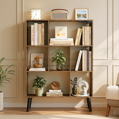 4-Tier Open Shelf Bookshelf 7 Cube Storage Organizer Bookcase With Anti-Tilt Device And LED