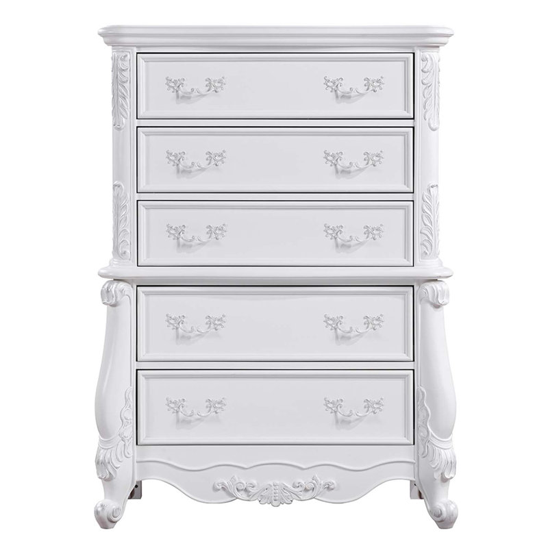 Commode 5 tiroirs Latisha, finition blanche