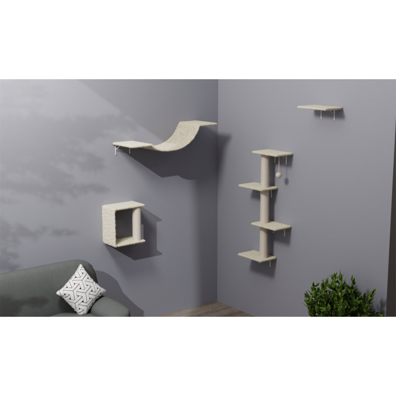 Meuble mural moderne pour chat - 4 pièces, Beige