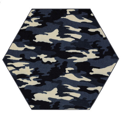 Tapis noir / beige à imprimé animal