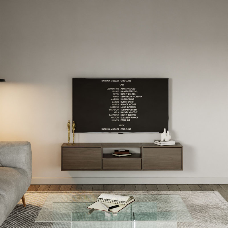 Takiea TV Stand for TVs up to 65", Brown Wood