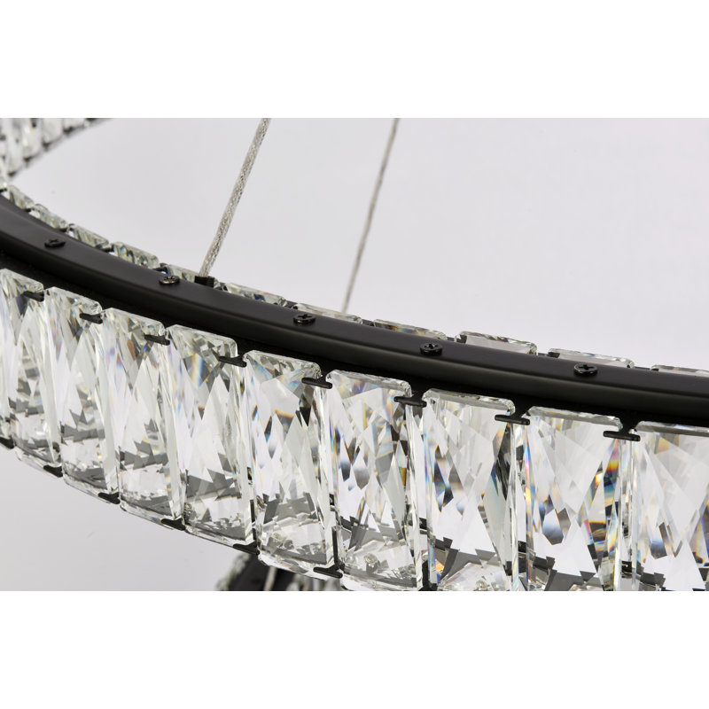 Lustre ovale en cristal 2 lumières Steveson, H 11 po x l 42 po x P 42 po, Noir