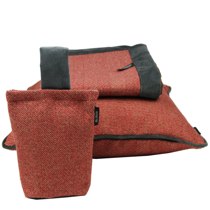 Barabara Velvet Solid Colour Bedspread, W50 x L255cm, Red/Charcoal Grey