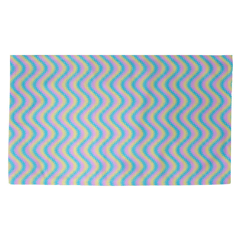 Kitterman Striped Indoor Doormat, Rectangle 3'3" x 5'3", Light Blue/Pink