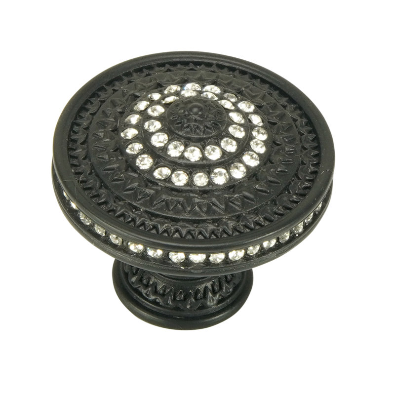 TOULOUSE KNOB; LT. COLORADO TOPAZ CRYSTAL SATIN, Black