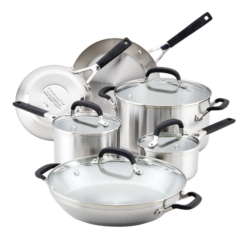 Kitchenaid 10 Piece Stainless Steel Induction Pots and Pans Cookware Set