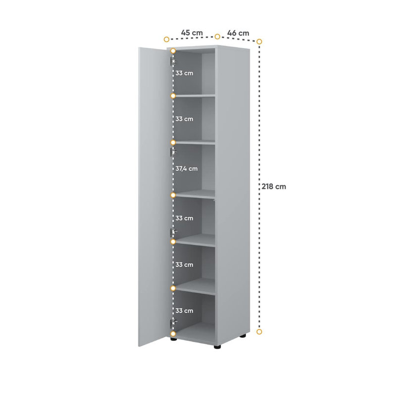 Oneisha 1 Door Manufactured Wood Wardrobe, Grey