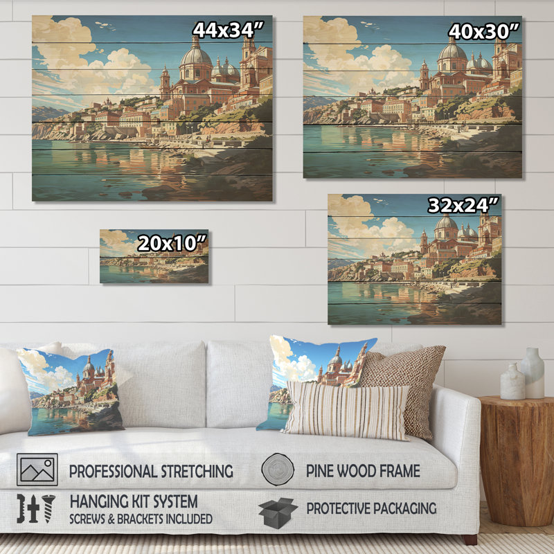 Capri, Italie, paysage côtier, rêve IV - Italie, paysage sur bois, H 24 po x l 32 po x P 0,78 po