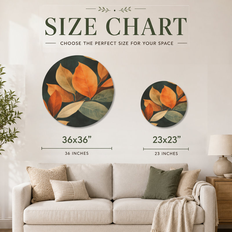 Terre Ficus III - art mural botanique en bois, Rond 23 po, Rond