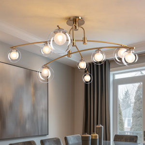 Adeebah 9 - Light Dimmable Glass Sputnik Sphere Semi Flush Mount