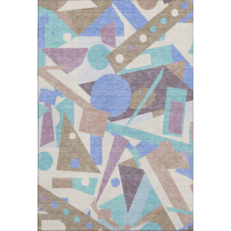 Premium Machine Washable Mehara AMF1693 Geometric Rug