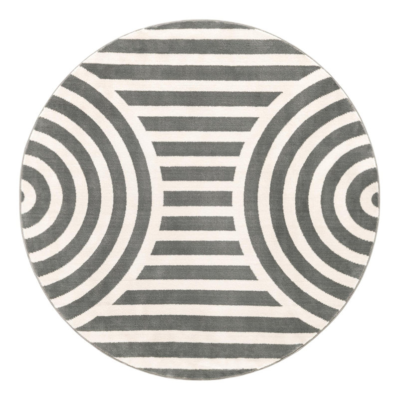 Unique Loom Lines Whimsy Kids Rug, Round 4'1"