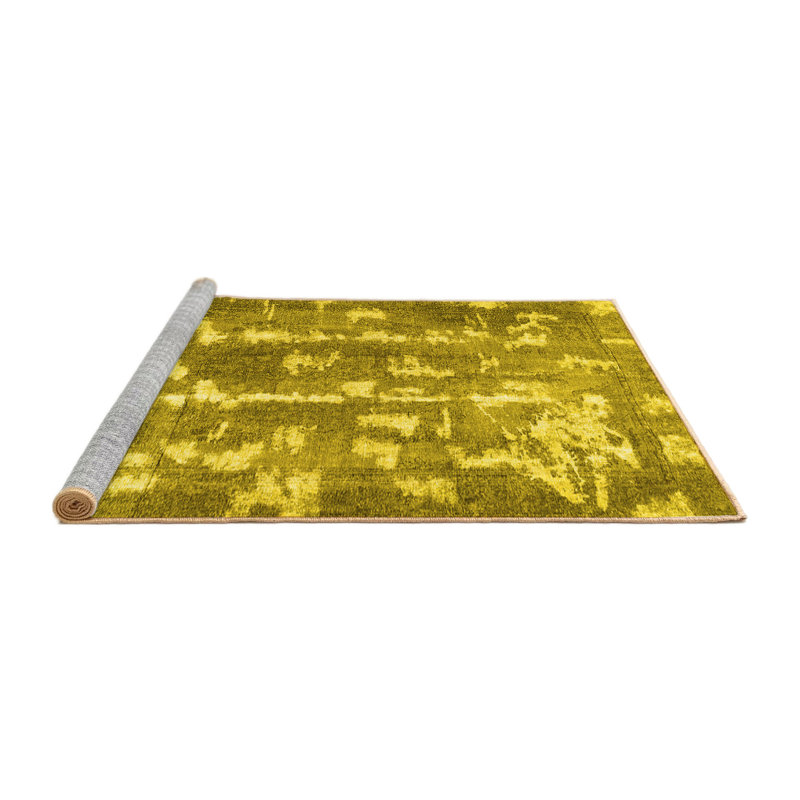 Tapis contemporains jaunes lavables à la machine 770, Rond 6 pi