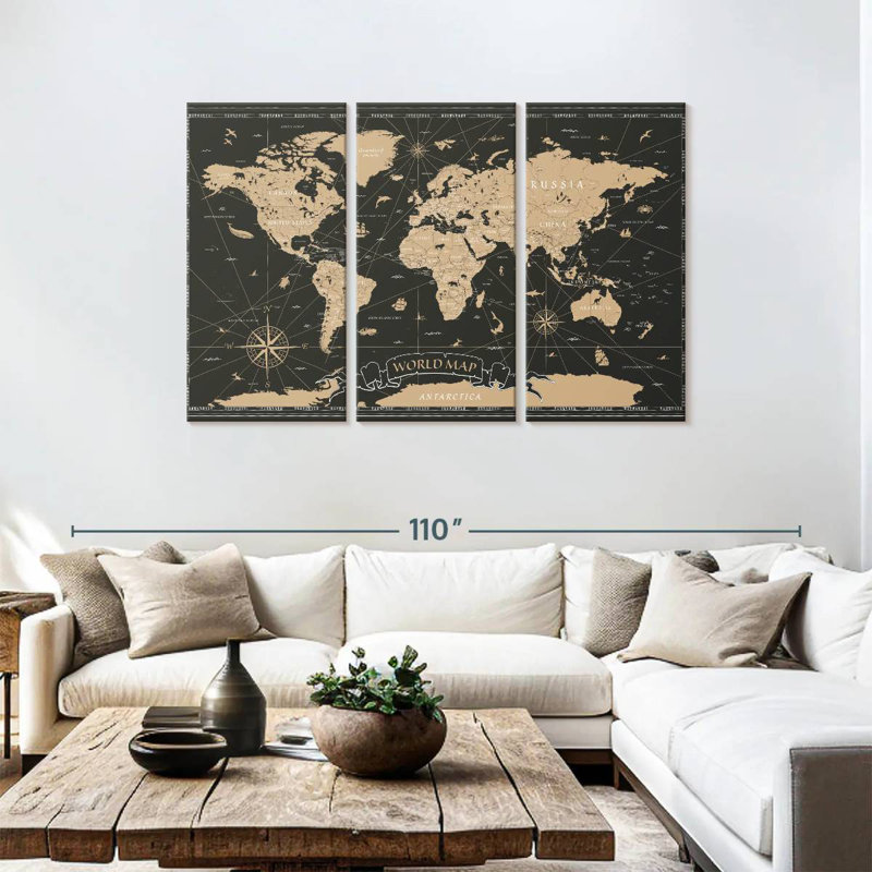 Carte du monde Aliaz Grand, H 48 po x l 74 po