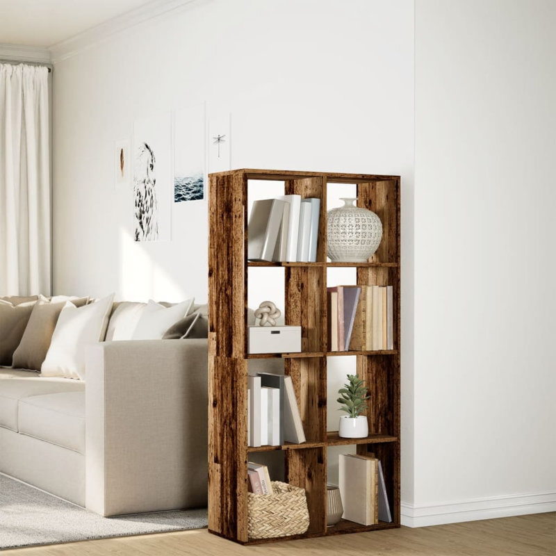 Sazya 69.5cm W Bookcase, Old Wood, (4 Shelves) 137.5cm H x 69.5cm W x 29cm D