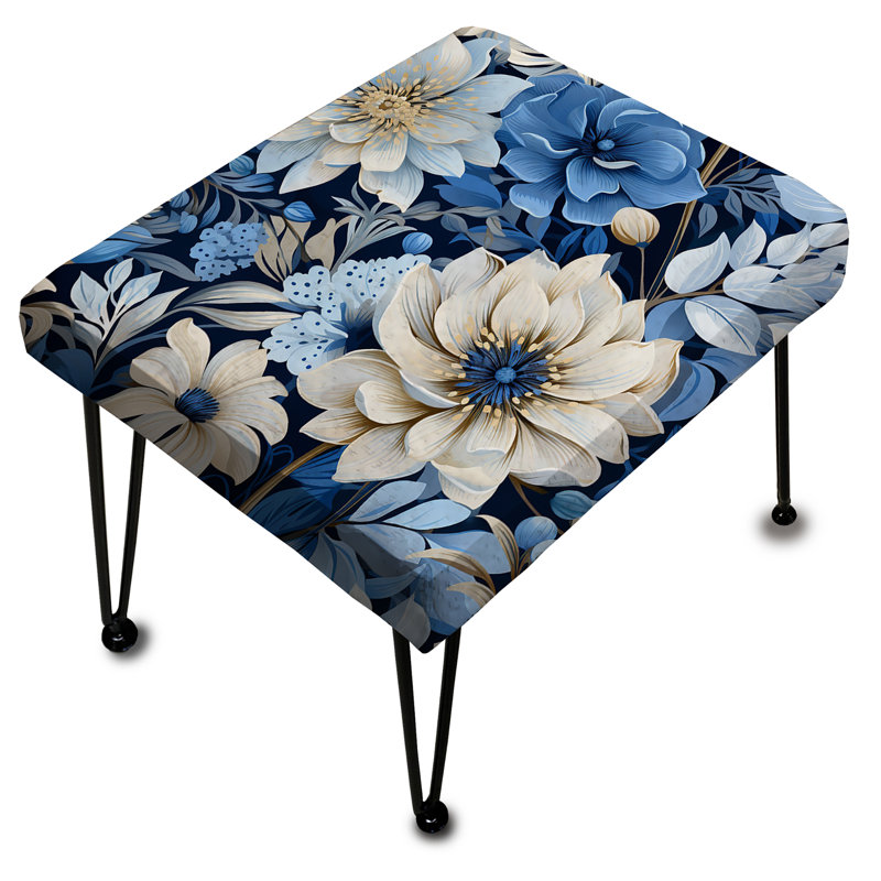 Enchanted Blue And White Peonies Pattern - Floral Rectangle Ottoman