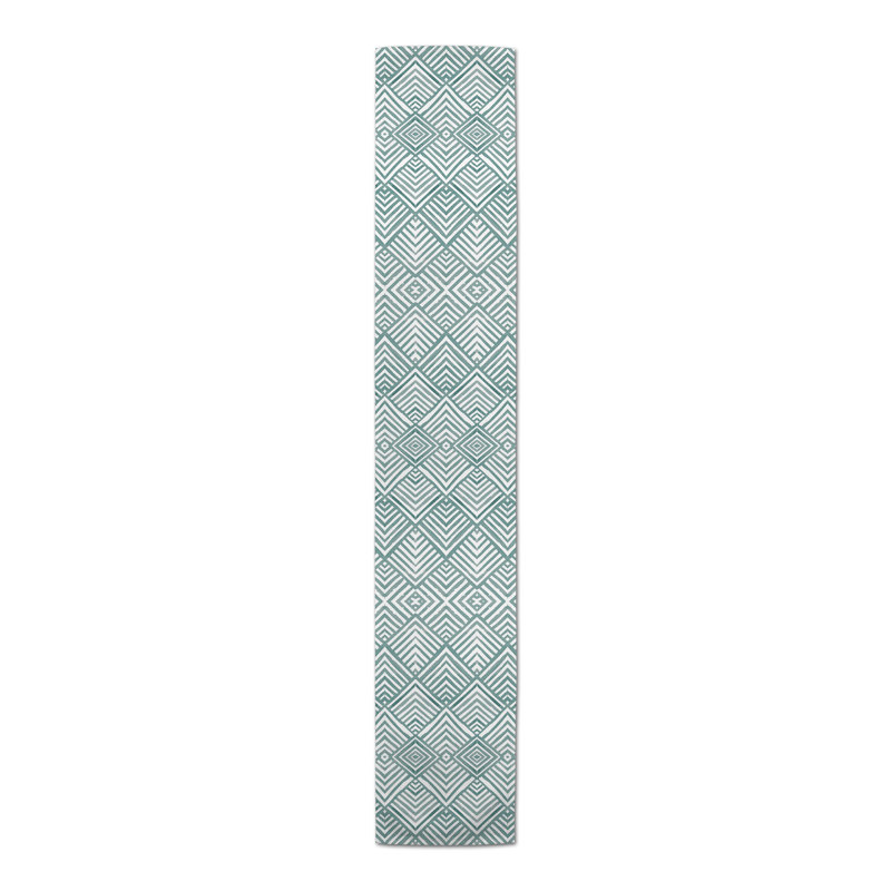 Rectangular Geometric Table Runner, 72" x 16", Blue