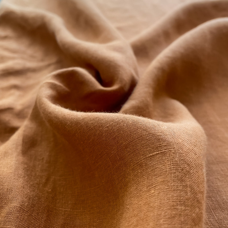 Ensemble de draps 100% lin, Ensemble de draps pour grand lit avec 2 taies d'or, Rouille