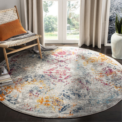 Tapis abstrait gris clair / fuchsia Christa