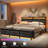 Farmhouse Bed Frame With 3 Storage Drawers Bench, Led Lights And Charging Station-154031505-154031511