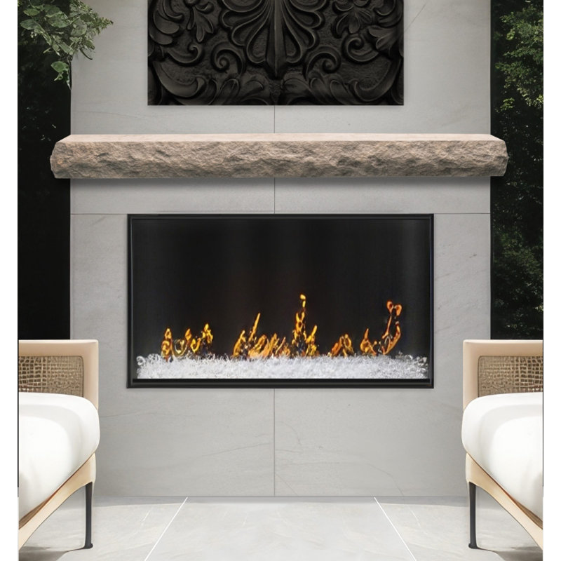 Natural Cut Stone Edge Non-Combustible Mantel Shelf, Mist, 60"