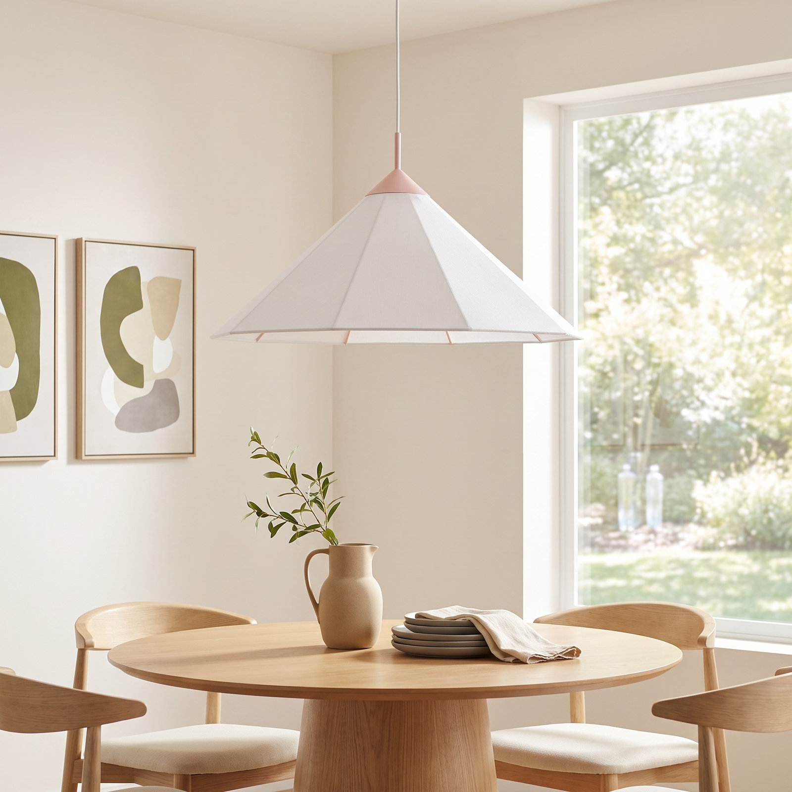 Single Light Pendant, Blush, 16" H x 28" W x 28" D, G40