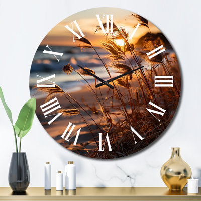 Horloge murale en métal Beach Breeze At Sunrise IV