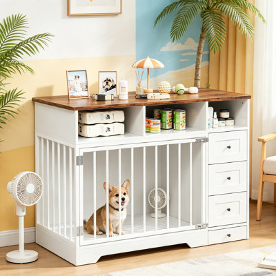 Armoire pour chien de ferme avec bols et tiroirs Farmhouse