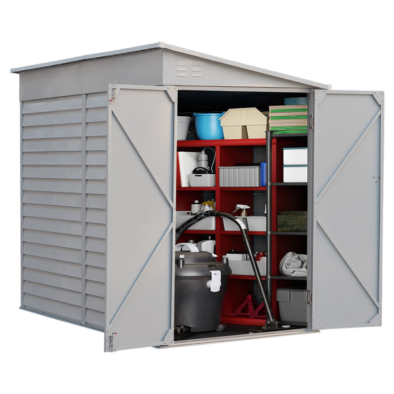 Outdoor Steel Storage Shed, White