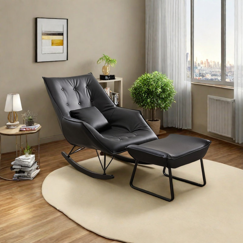 Chaise berçante confortable, Noir