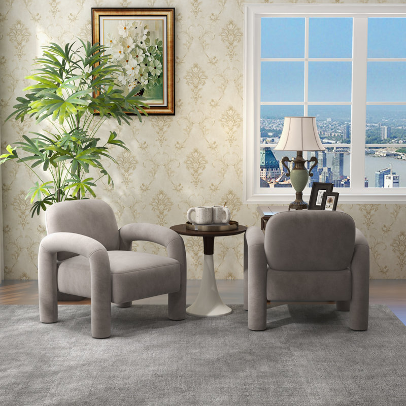 Velvet Armchair, Grey
