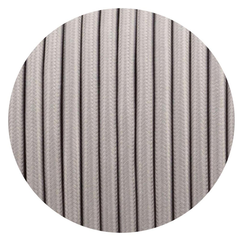Alasia Cord - Fabric Cable 1m 2 Core Round Electrical Wire for Lamps, Grey
