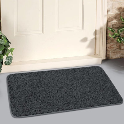 Super Absorbent Mud Mat, Washable Dirt Trapper Door Mat With Non-slip Rubber Backing, Shoe Scraper Entryway Rug, Dark Gray