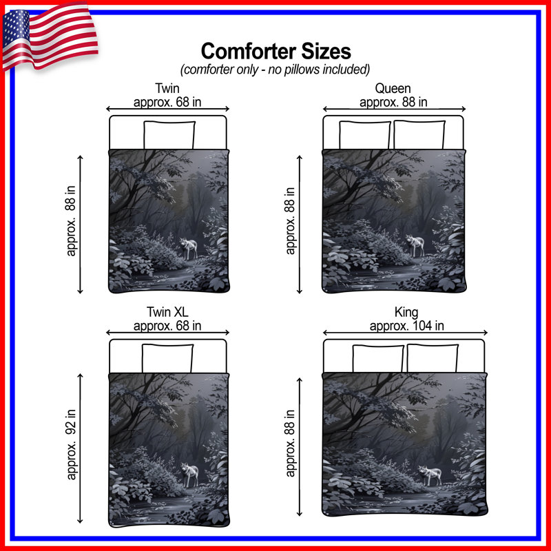 Gray Wolf In Forest Comforter, Twin Extra Long