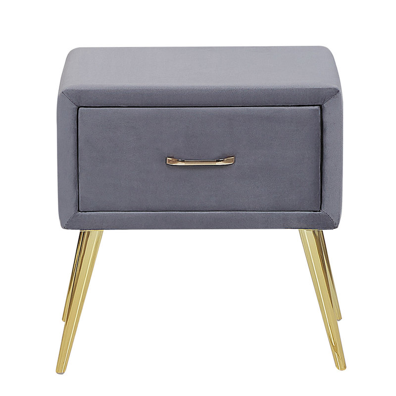 Glaser 46cm W Iron Bedside Table, Grey