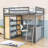 Dulcinea Kids Full Drawer Wood Loft Bed with Built-in Desk and Shelves-294511556-309249247